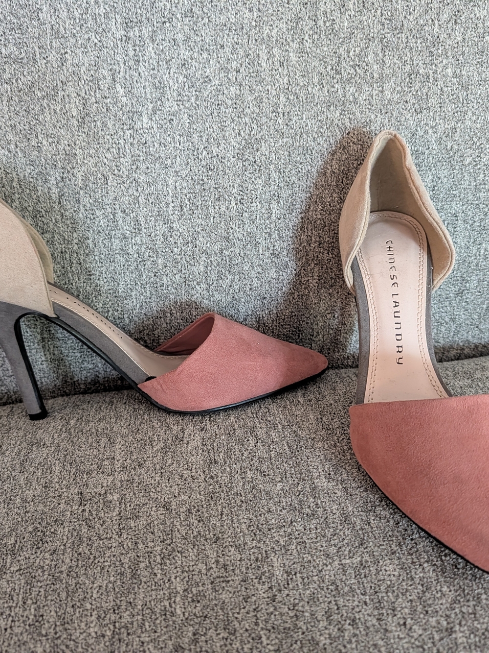 Chinese Laundry Rose Suede Pointed D'Orsay Heels